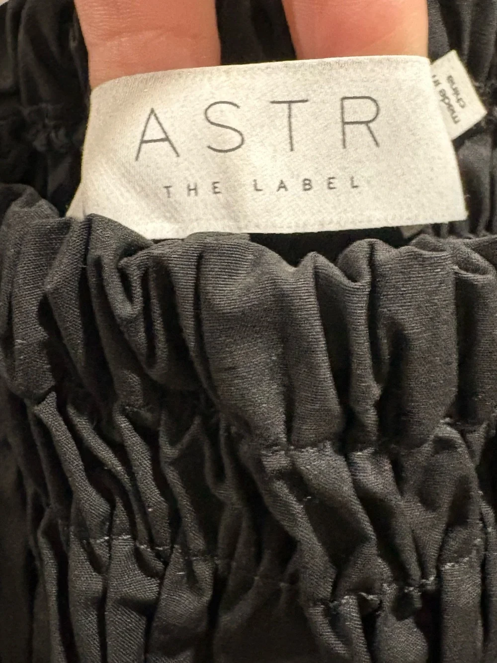 ASTR The Label Black Puff-Sleeve Smocked Peplum Top